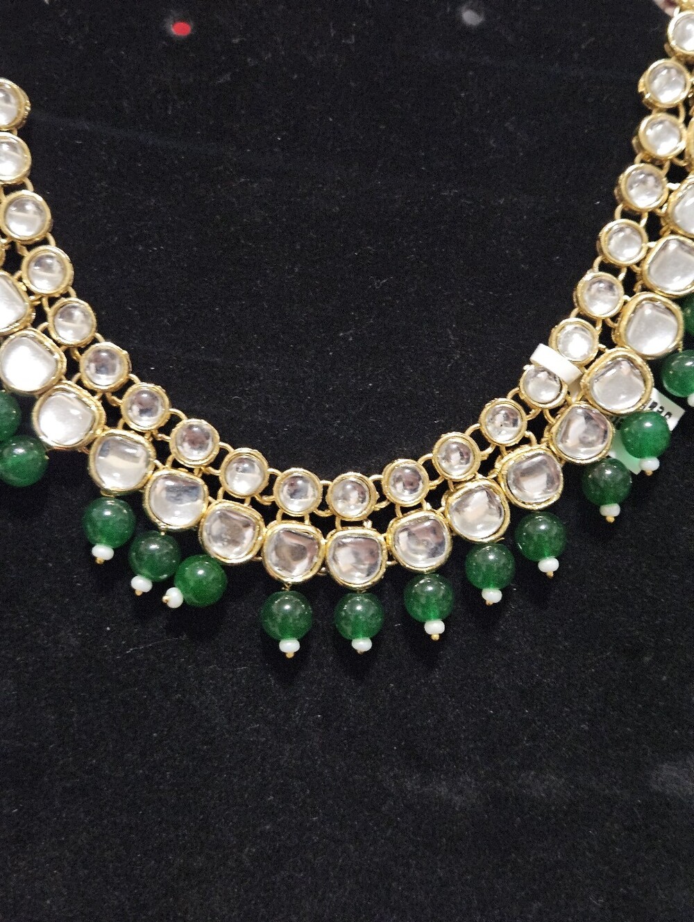 Aheli Indian Bollywood Kundan Necklace Earrings Set Green Gold - Picture 3 of 9